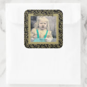 Ihr Foto: 50. Zahlenmuster Gold und Schwarz Quadratischer Aufkleber (Tasche)