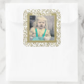 Ihr Foto: 50. Zahlenmuster Gold und Weiß Quadratischer Aufkleber (Tasche)