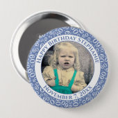 Ihr Foto 60. Geburtstag Zahlenmuster | Blau Button (Vorne & Hinten)