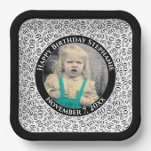 Ihr Foto 60 Random Zahlenmuster Schwarz/Weiß Pappteller (Vorderseite)