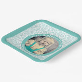 Ihr Foto 60 Zufallszahlenmuster Aquamarin/weiß Pappteller (Gewinkelt)