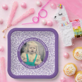 Ihr Foto 60 Zufallszahlenmuster Lila/weiß Pappteller (Party)