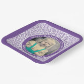 Ihr Foto 60 Zufallszahlenmuster Lila/weiß Pappteller (Gewinkelt)