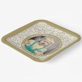 Ihr Foto 70 Random Number Pattern Gold/Weiß Pappteller (Gewinkelt)