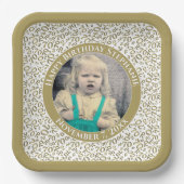 Ihr Foto 70 Random Number Pattern Gold/Weiß Pappteller (Vorderseite)