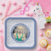 Ihr Foto 70 Zufallszahlenmuster Blau/Weiß Pappteller (Party)