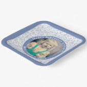 Ihr Foto 70 Zufallszahlenmuster Blau/Weiß Pappteller (Gewinkelt)