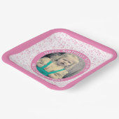 Ihr Foto 75 Random Zahlenmuster Rosa/Weiß Pappteller (Gewinkelt)