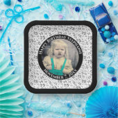 Ihr Foto 75 Random Zahlenmuster Schwarz/Weiß Pappteller (Party)