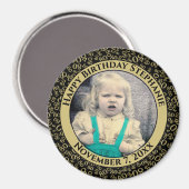 Ihr Foto 80. Geburtstag Zahlenmuster Schwarz/Gold Magnet (Vorderseite/Rückseite)