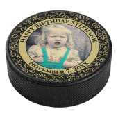 Ihr Foto 80. Random Zahlenmuster Schwarz/Gold Eishockey Puck (3/4)