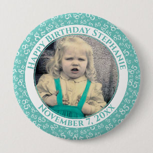 Ihr Foto 85. Geburtstag Zahlenmuster Türkis Button