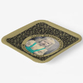 Ihr Foto 90 Zufallszahlenmuster Schwarz/Gold Pappteller (Gewinkelt)