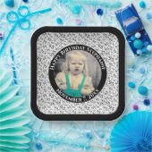 Ihr Foto 95 Random Zahlenmuster Schwarz/Weiß Pappteller (Party)