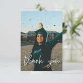 Ihr Foto Abschluss dankt Ihnen White V2 Dankeskarte (Stehend Vorderseite)