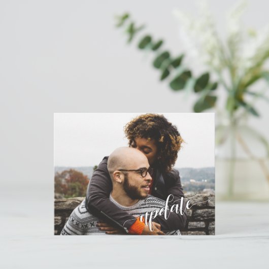 Ihr Foto + "Aktualisieren" Text Zurückgestellt Hoc Postkarte (Stehend Vorderseite)