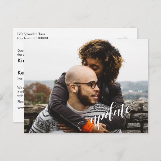 Ihr Foto + "Aktualisieren" Text Zurückgestellt Hoc Postkarte (Vorne/Hinten)