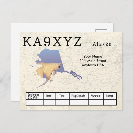 Ihr Foto Alaska geformt Cutout Custom QSL Postkarte (Vorne/Hinten)
