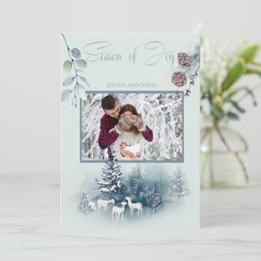 Ihr Foto Aquarellwaldziegen Einladung (Stehend Vorderseite)