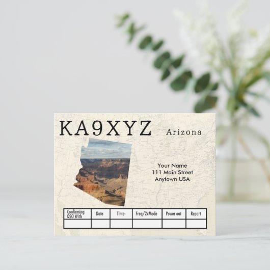 Ihr Foto Arizona Shaped Cutout Custom QSL Postkarte (Stehend Vorderseite)