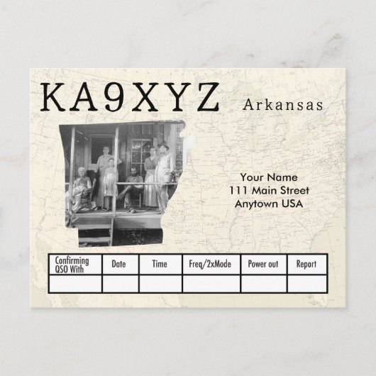 Ihr Foto Arkansas Shaped Cutout Custom QSL Postkarte (Vorderseite)