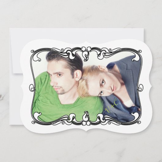 Ihr Foto Art Deco Moderne Hochzeiten laden ein Einladung (Rückseite)