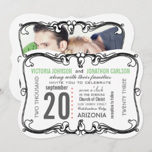 Ihr Foto Art Deco Retro Hochzeit Einladung