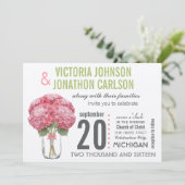 Ihr Foto auf Back Hydrangea in Mason Jar Einladung (Stehend Vorderseite)