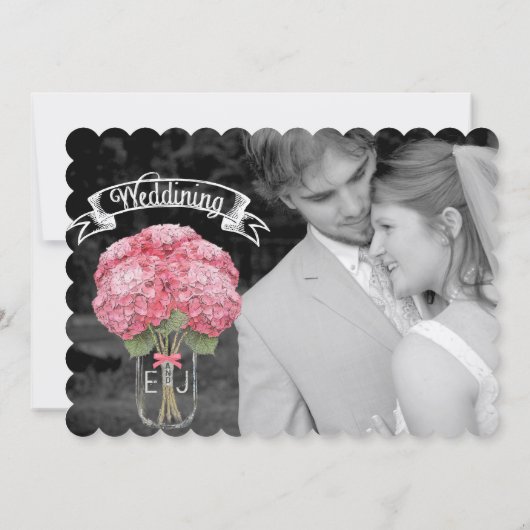 Ihr Foto auf Back Hydrangea in Mason Jar Einladung (Rückseite)