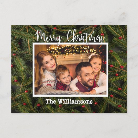 Ihr Foto auf einem Bett von Pine Frohe Weihnachten (Vorderseite)