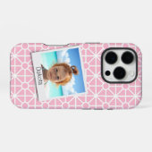 Ihr Foto auf Hübschem Rosa und Weiß Muster iPhone Hülle (Rückseite (Horizontal))
