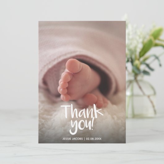 Ihr Foto Baby-Dusche Kindermädchen danke Karte (Stehend Vorderseite)