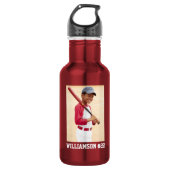 Ihr Foto Baseball oder Ihr Sport Rot Edelstahlflasche (Vorderseite)