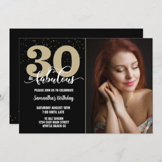 Ihr Foto Black Gold 30 fabelhafte Geburtstagsparty Einladung