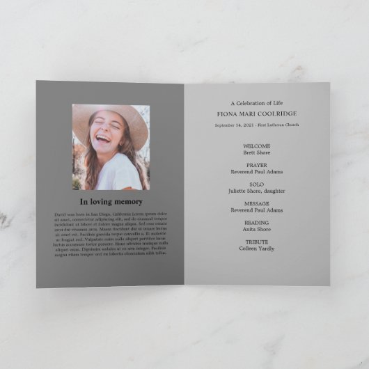 Ihr Foto Bleibe das Memorial-Programm Programm (Innenseite)