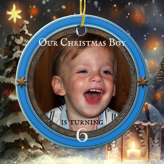 Ihr Foto Blue Kindergeburtstag Weihnachten Keramik Ornament