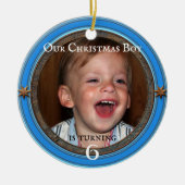 Ihr Foto Blue Kindergeburtstag Weihnachten Keramik Ornament (Vorne)