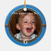 Ihr Foto Blue Kindergeburtstag Weihnachten Keramik Ornament (Hinten)