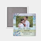 Ihr Foto Blumenfrühling speichern Sie das Datumsfe Magnet (Vorderseite/Rückseite)