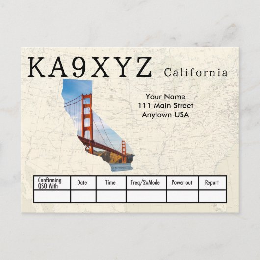 Ihr Foto California geformt Cutout Custom QSL Postkarte (Vorderseite)