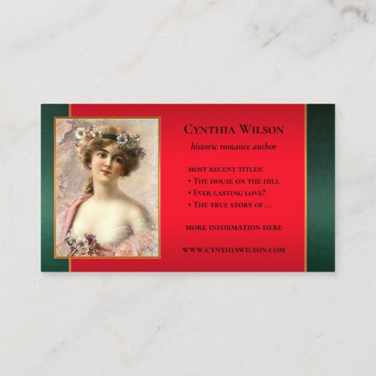 Ihr Foto Classic Romantic Autor Buchcover Visitenkarte (Rückseite)