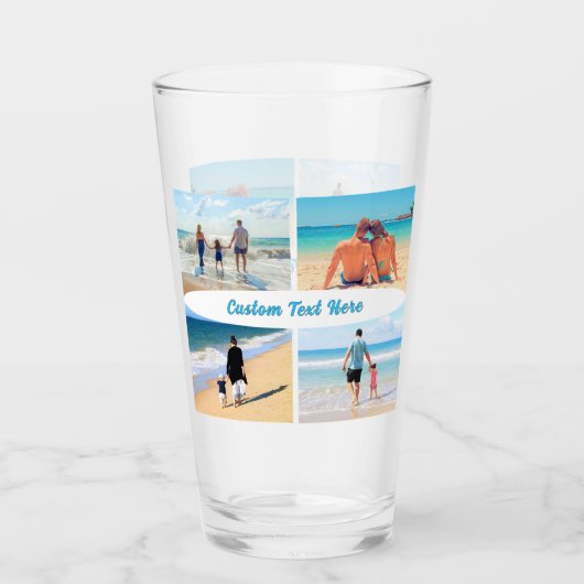 Ihr Foto Collage Glass Geschenk mit eigenem Text Glas (Vorderseite)
