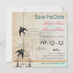 Ihr Foto Damask Bird Cage Wedding Save the Date
