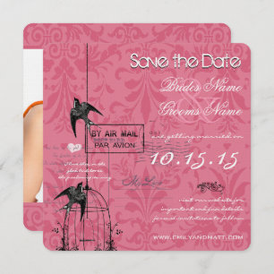 Ihr Foto Damask Bird Cage Wedding Save the Date Einladung