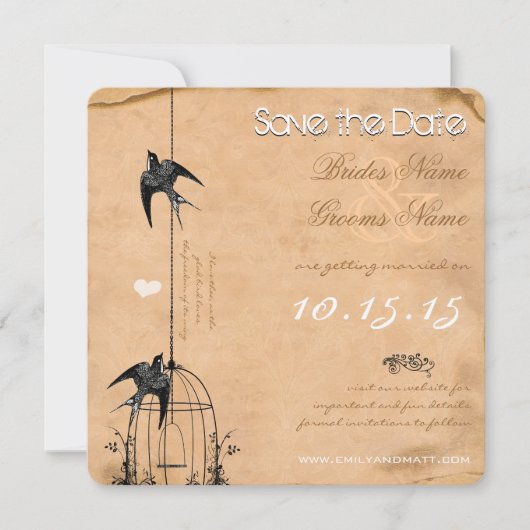 Ihr Foto Damask Bird Cage Wedding Save the Date Einladung (Vorderseite)