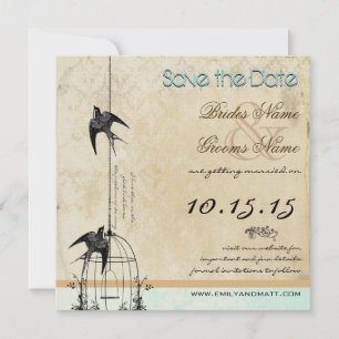 Ihr Foto Damask Bird Cage Wedding Save the Date Einladung