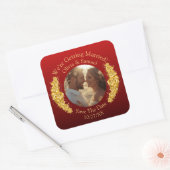 Ihr Foto, Datum speichern, goldene Blumen Kastanie Quadratischer Aufkleber (Umschlag)