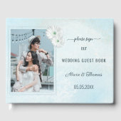 Ihr Foto Dusty Blue Floral Design Hochzeitsgast Gästebuch (Vorderseite)