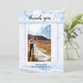 Ihr Foto Dusty Blue Music Wedding Dankeschön Card Dankeskarte (Stehend Vorderseite)