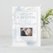 Ihr Foto Dusty Blue Watercolor und Willow Branch Einladung (Stehend Vorderseite)